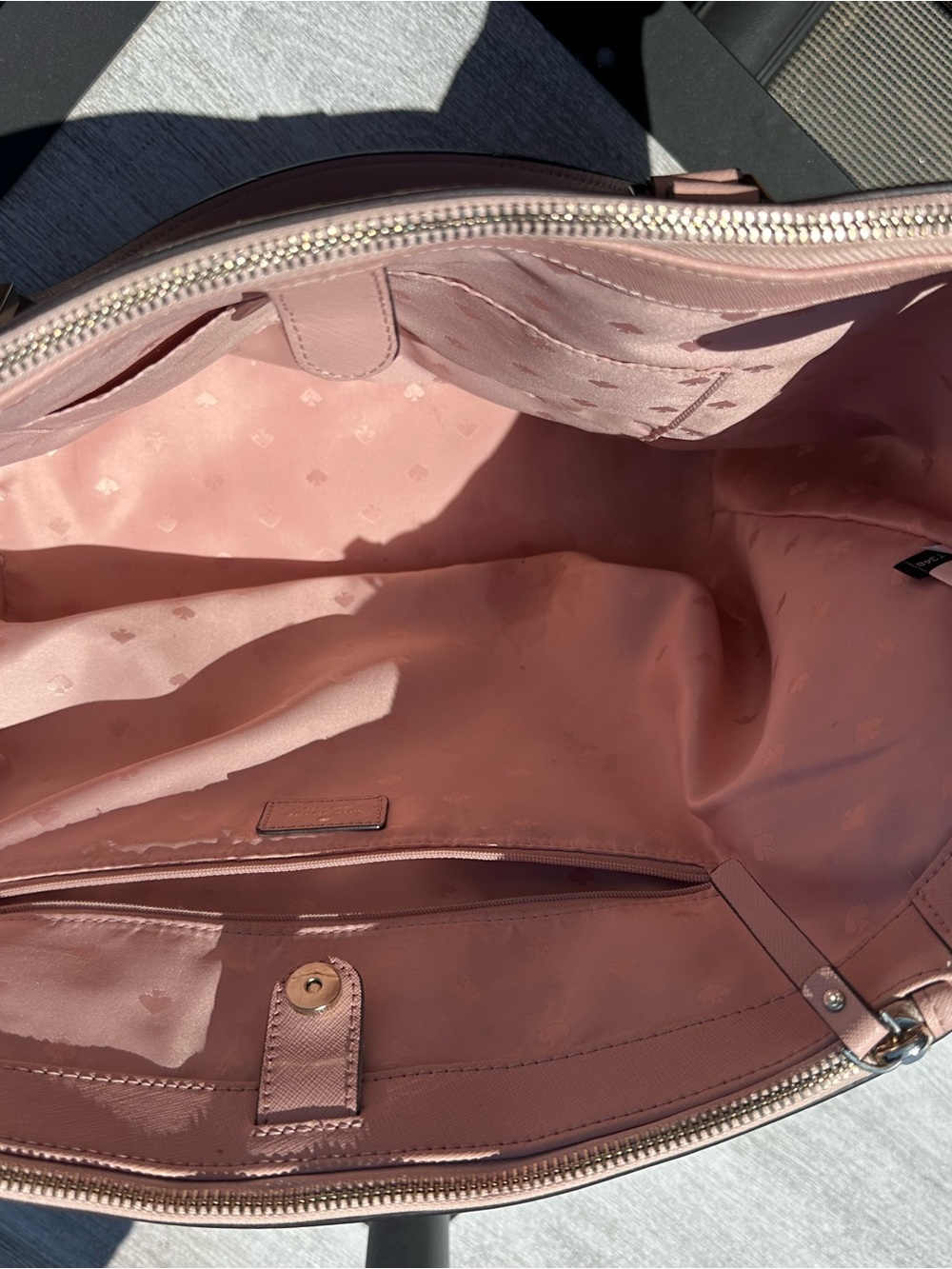 Kate Spade New York Large Saffiano Leather Zip Top Tote Bag Blush Pink - Picture 3 of 9